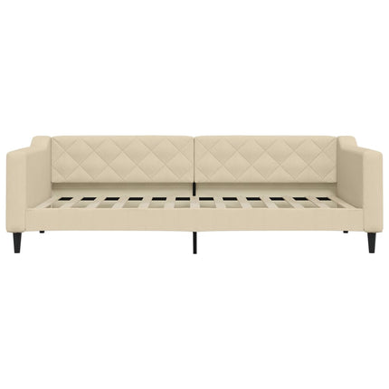 daybed med udtræk og skuffer 90x200 cm stof cremefarvet