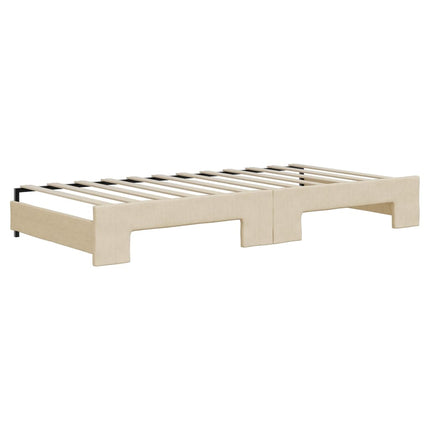 daybed med udtræk og skuffer 90x200 cm stof cremefarvet