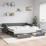 daybed med udtræk og skuffer 100x200 cm stof mørkegrå