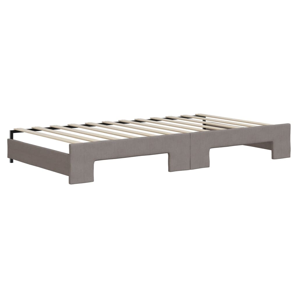 daybed med udtræk og skuffer 100x200 cm stof gråbrun
