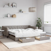 daybed med udtræk og skuffer 100x200 cm stof gråbrun