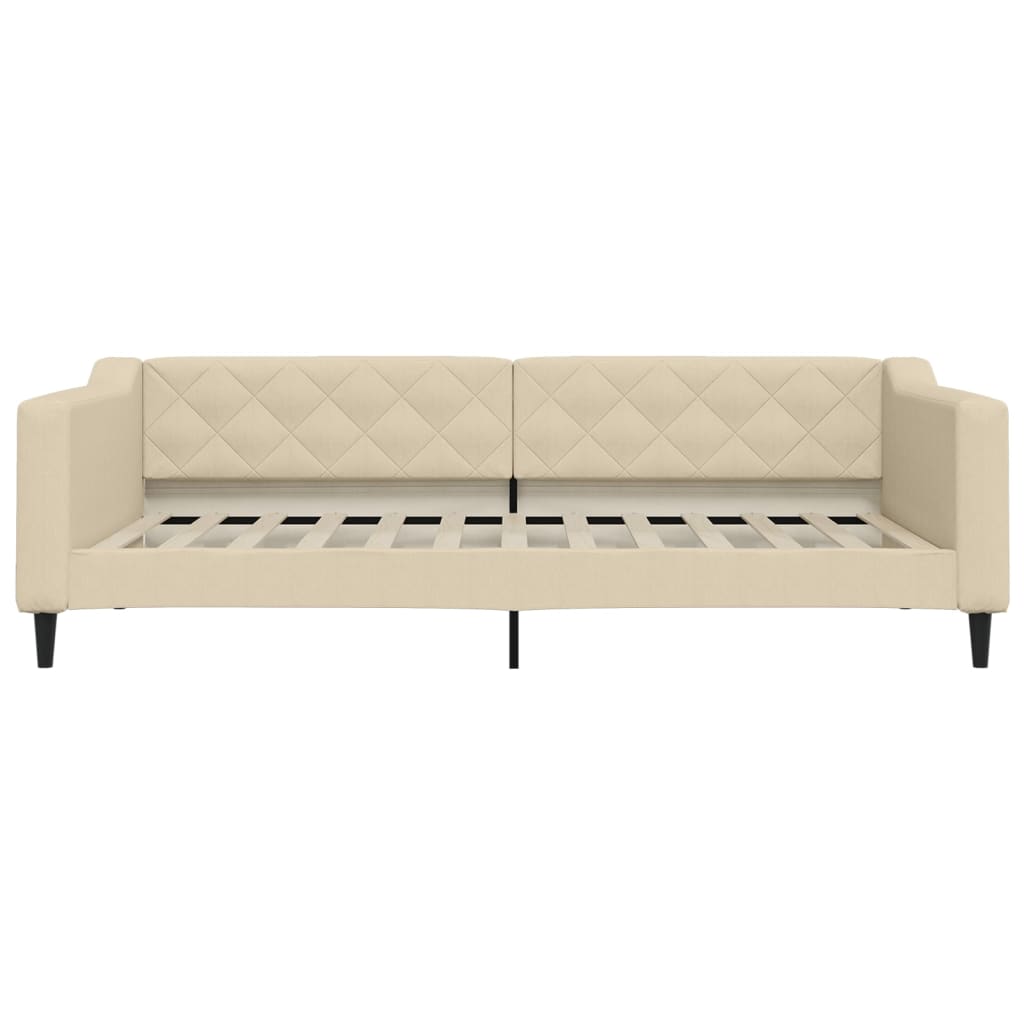 daybed med udtræk og skuffer 100x200 cm stof cremefarvet