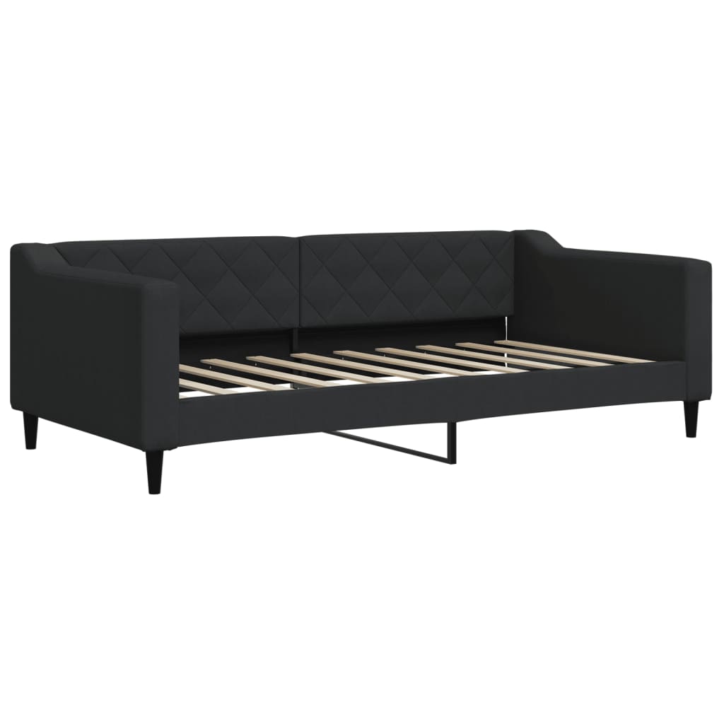 daybed med udtræk og skuffer 90x190 cm stof sort