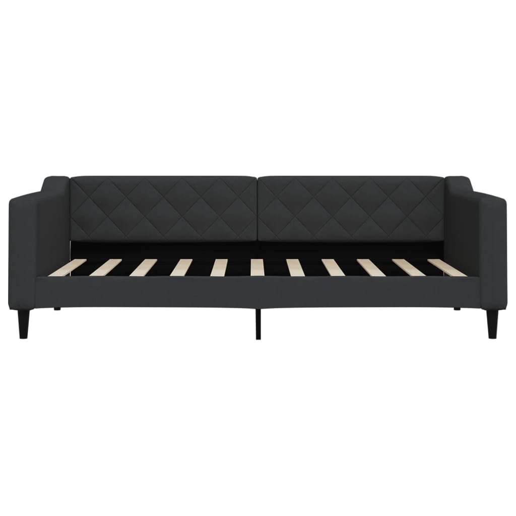daybed med udtræk og skuffer 90x190 cm stof sort