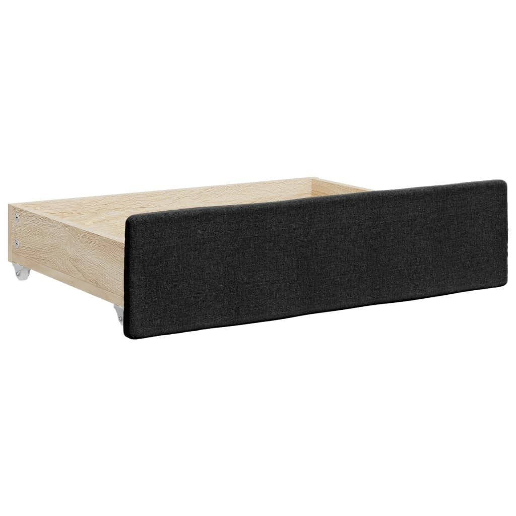 daybed med udtræk og skuffer 90x190 cm stof sort