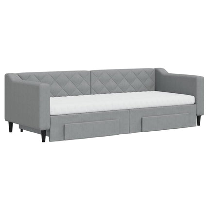 daybed med udtræk og skuffer 80x200 cm stof lysegrå