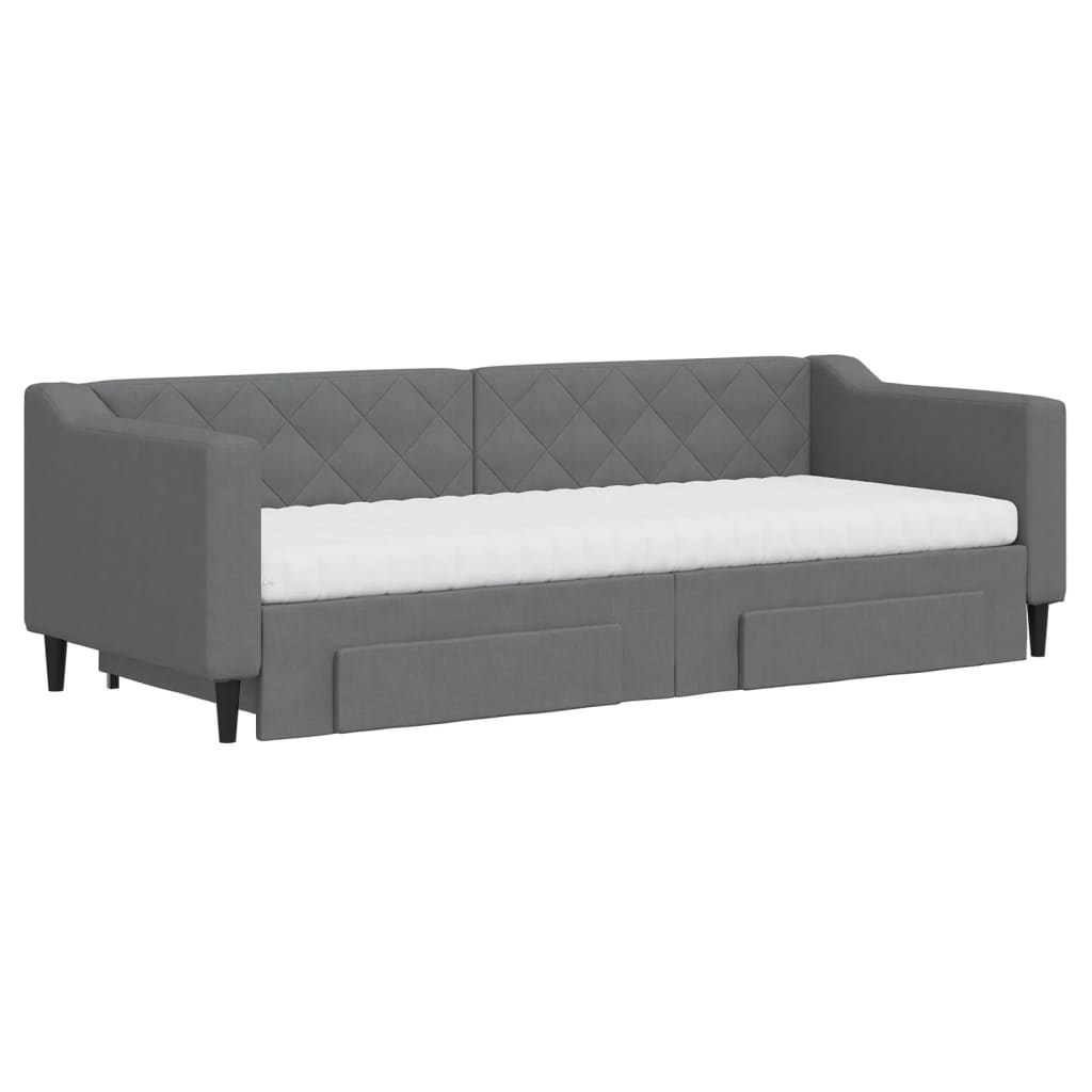 daybed med udtræk og skuffer 80x200 cm stof mørkegrå
