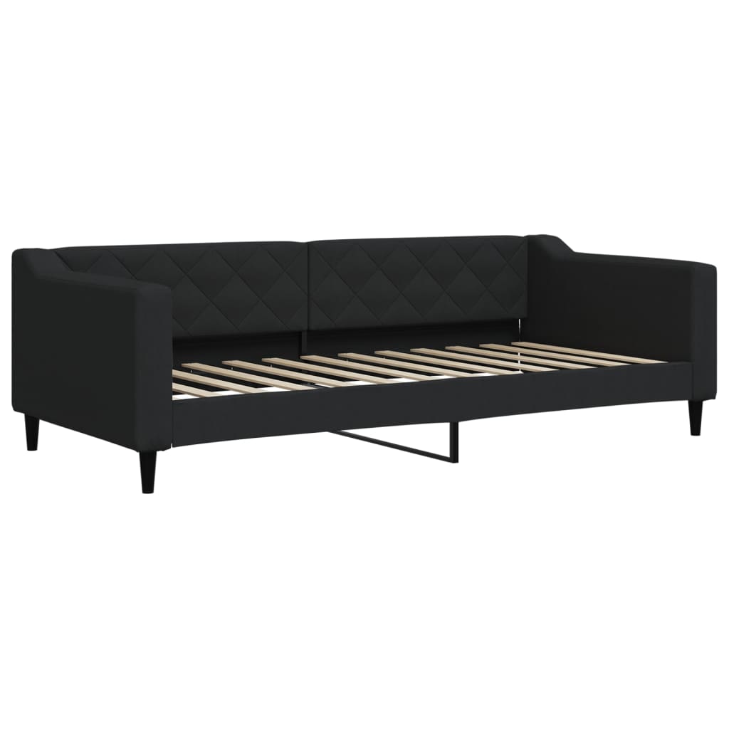 daybed med udtræk og skuffer 80x200 cm stof sort