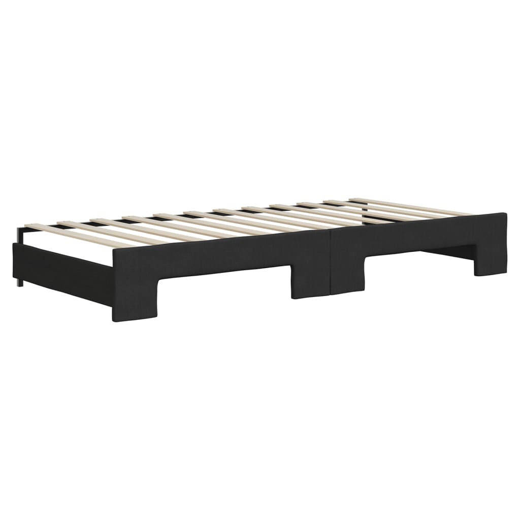 daybed med udtræk og skuffer 80x200 cm stof sort