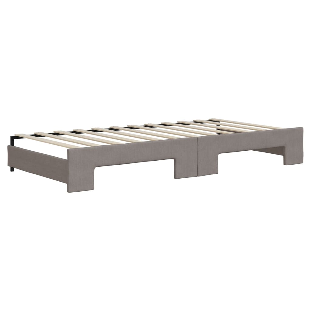 daybed med udtræk og skuffer 90x200 cm stof gråbrun