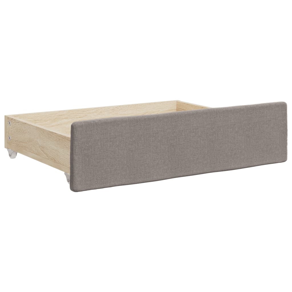 daybed med udtræk og skuffer 90x200 cm stof gråbrun