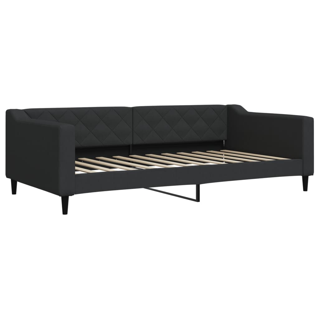 daybed med udtræk og skuffer 100x200 cm stof sort