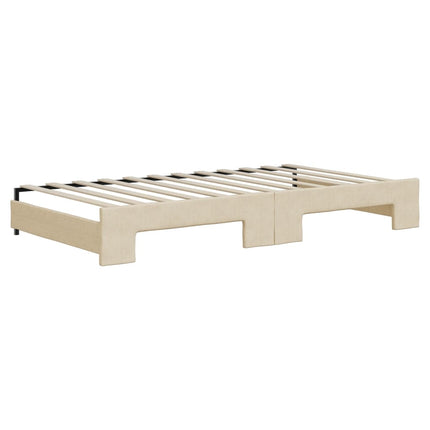 daybed med udtræk og skuffer 100x200 cm stof cremefarvet