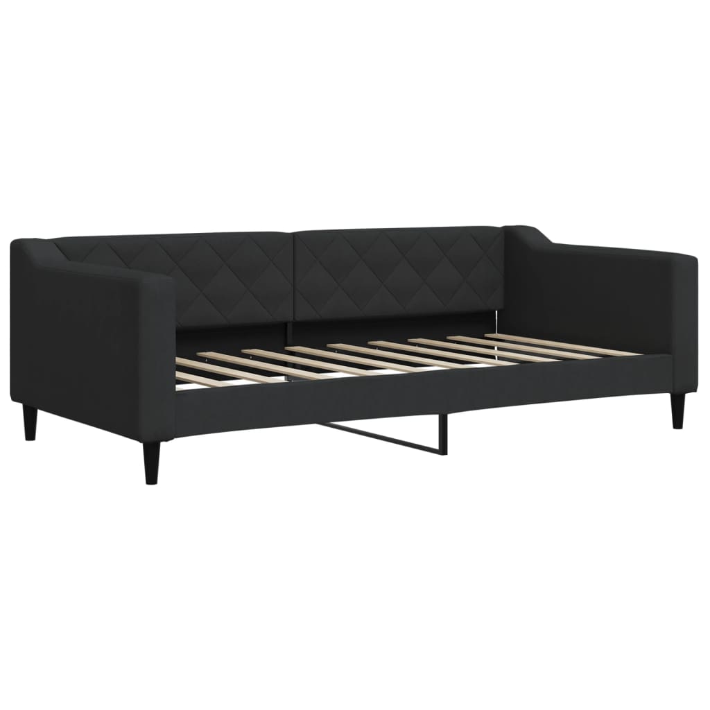 daybed med udtræk og skuffer 90x190 cm stof sort