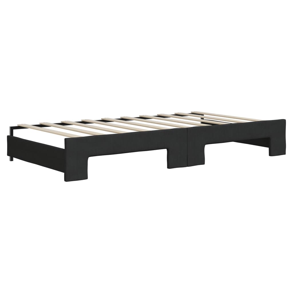 daybed med udtræk og skuffer 90x190 cm stof sort