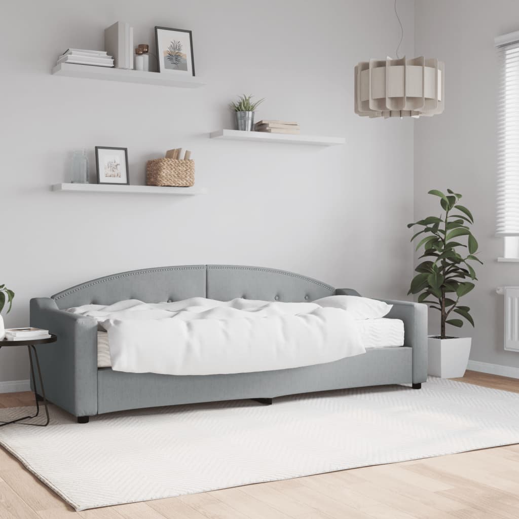 Daybed med madras 80×200 cm - stof, lysegrå