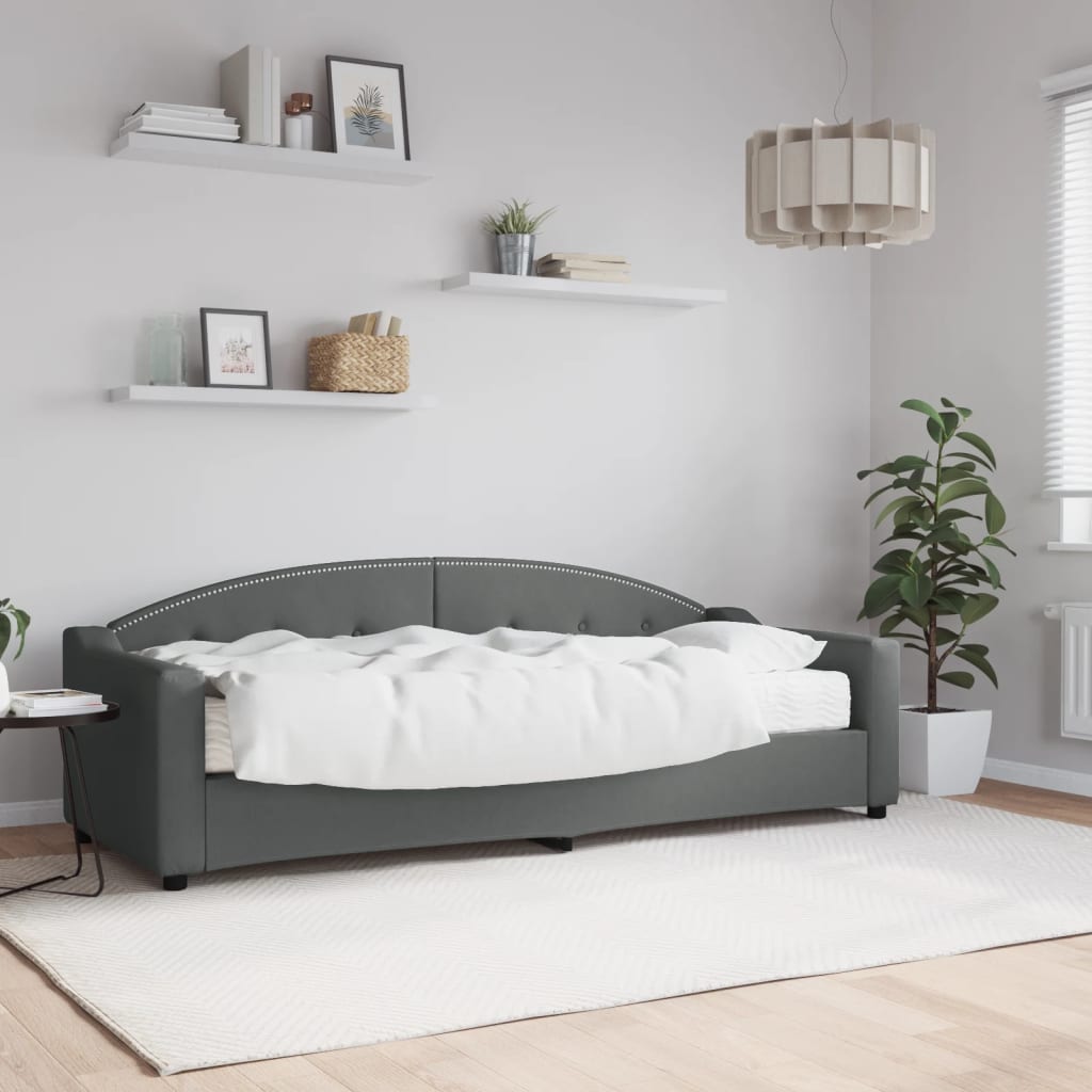 Daybed med madras 80×200 cm - stof, mørkegrå