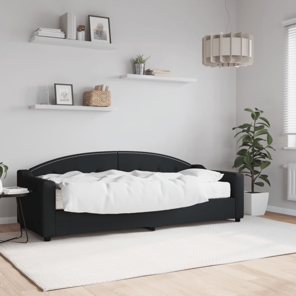 Daybed med madras 80×200 cm - stof, sort
