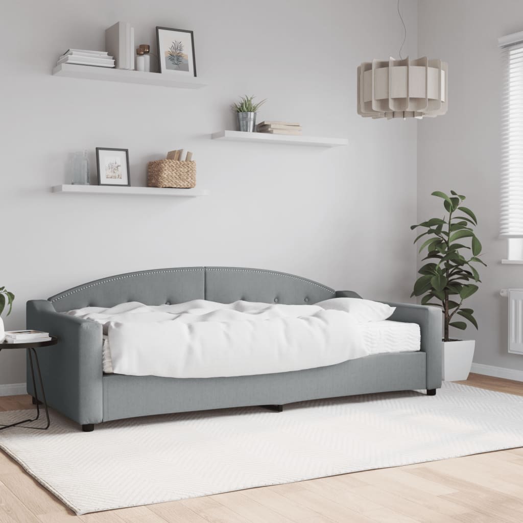daybed med madras 90x200 cm stof lysegrå
