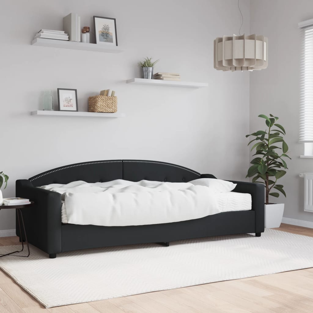 daybed med madras 90x200 cm stof sort billede