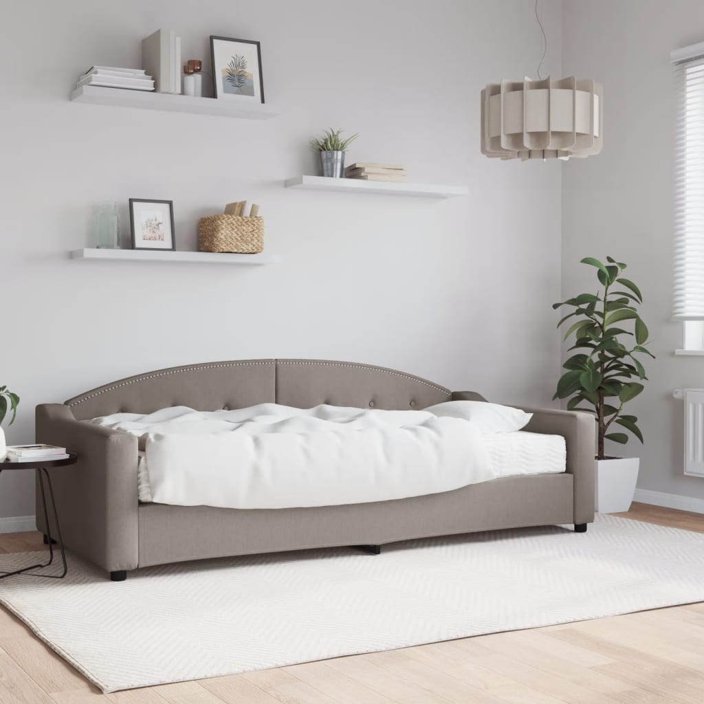 daybed med madras 90x200 cm stof gråbrun