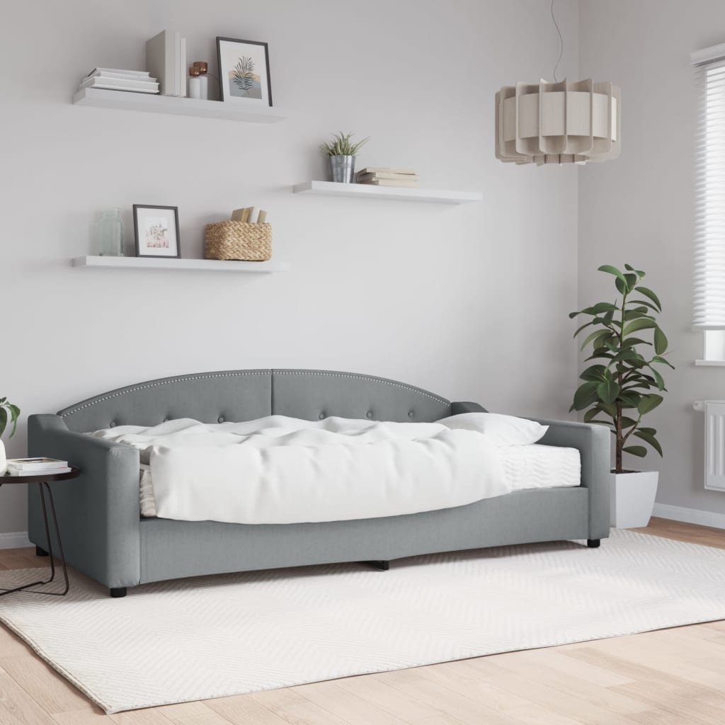 daybed med madras 100x200 cm stof lysegrå billede