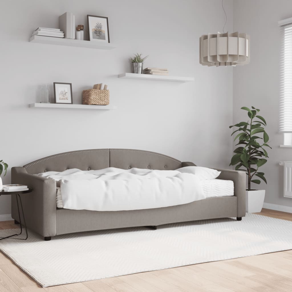 daybed med madras 100x200 cm stof gråbrun billede