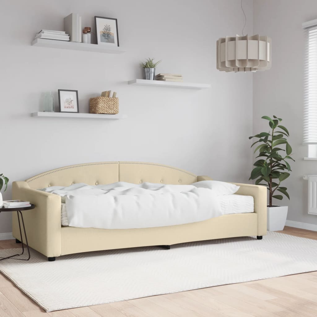 daybed med madras 100x200 cm stof cremefarvet