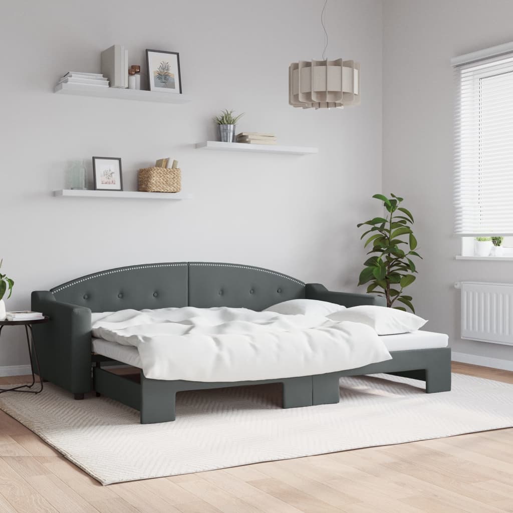 daybed med udtræk 80x200 cm stof mørkegrå billede