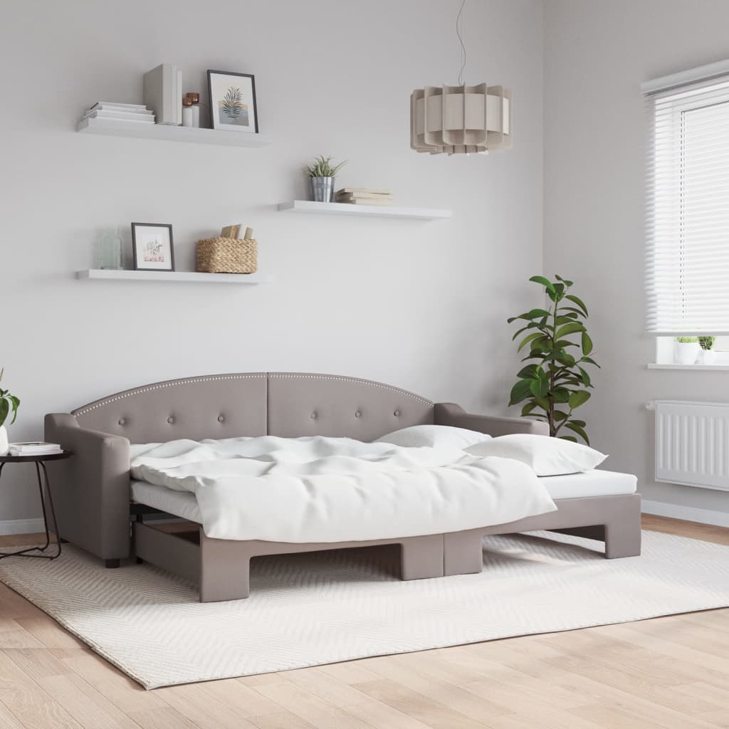 daybed med udtræk 80x200 cm stof gråbrun
