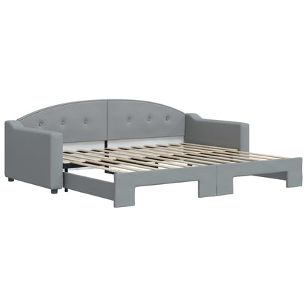 daybed med udtræk 90x200 cm stof lysegrå