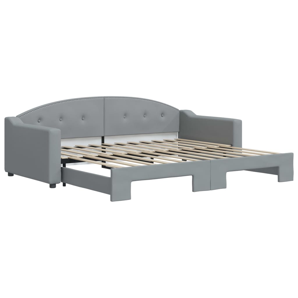 daybed med udtræk 90x200 cm stof lysegrå