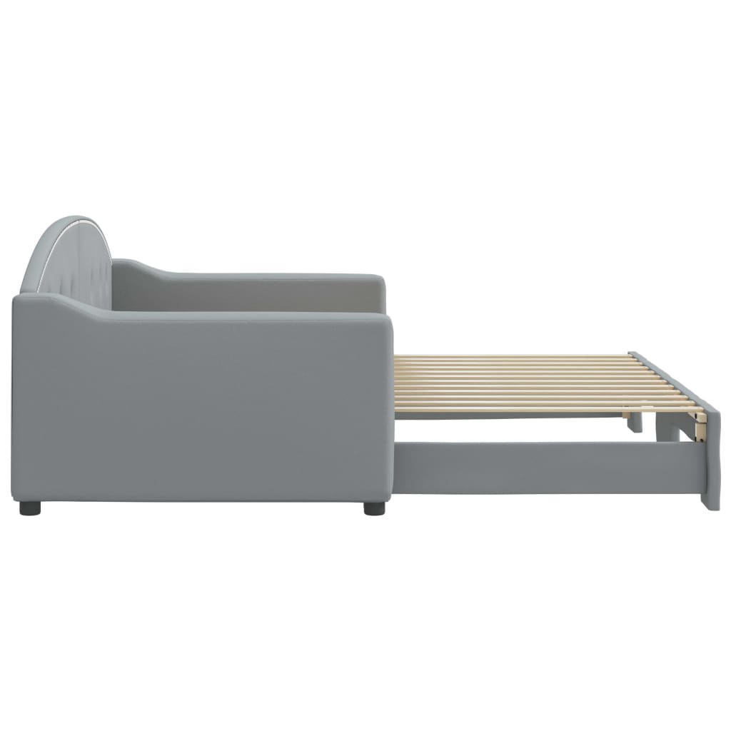 daybed med udtræk 90x200 cm stof lysegrå