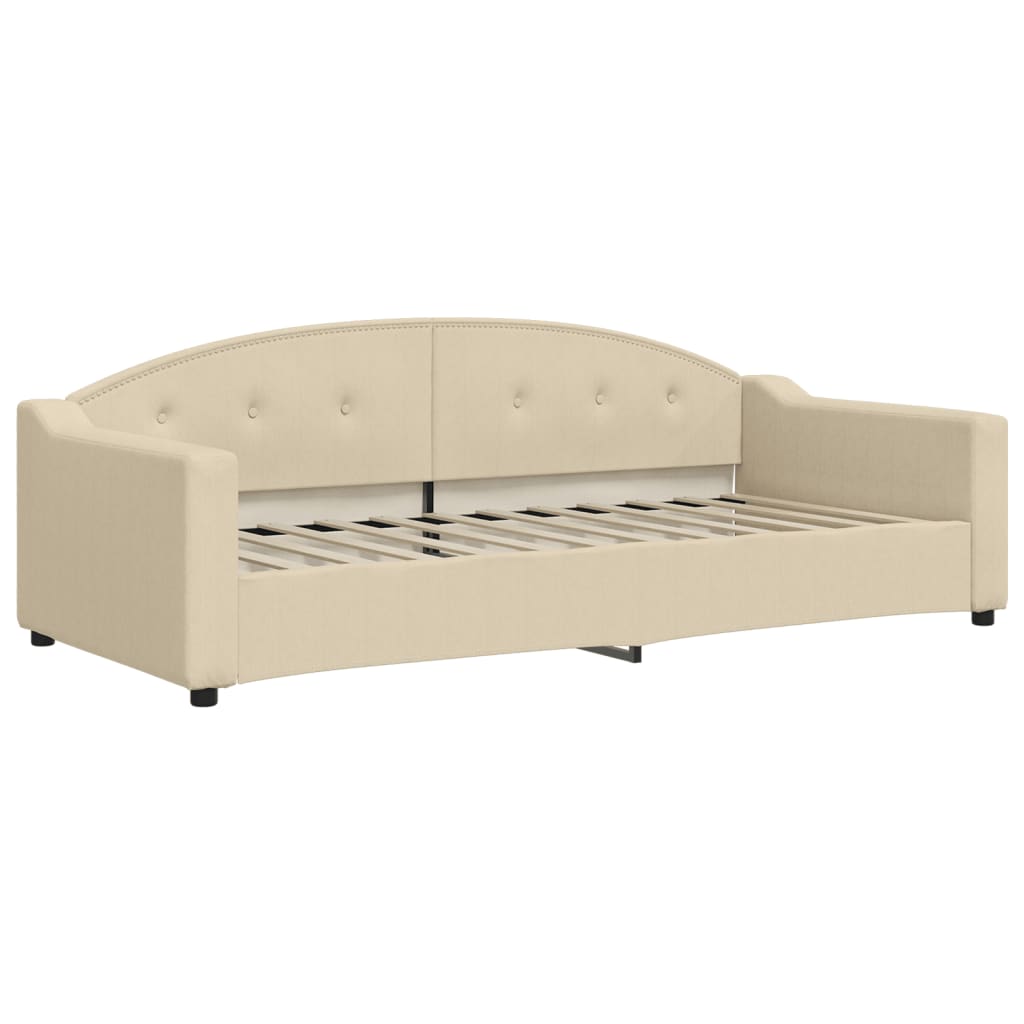 daybed med udtræk 90x200 cm stof cremefarvet
