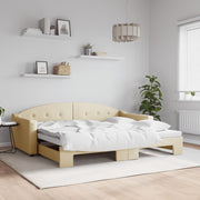 daybed med udtræk 90x200 cm stof cremefarvet