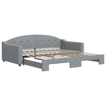 daybed med udtræk 100x200 cm stof lysegrå