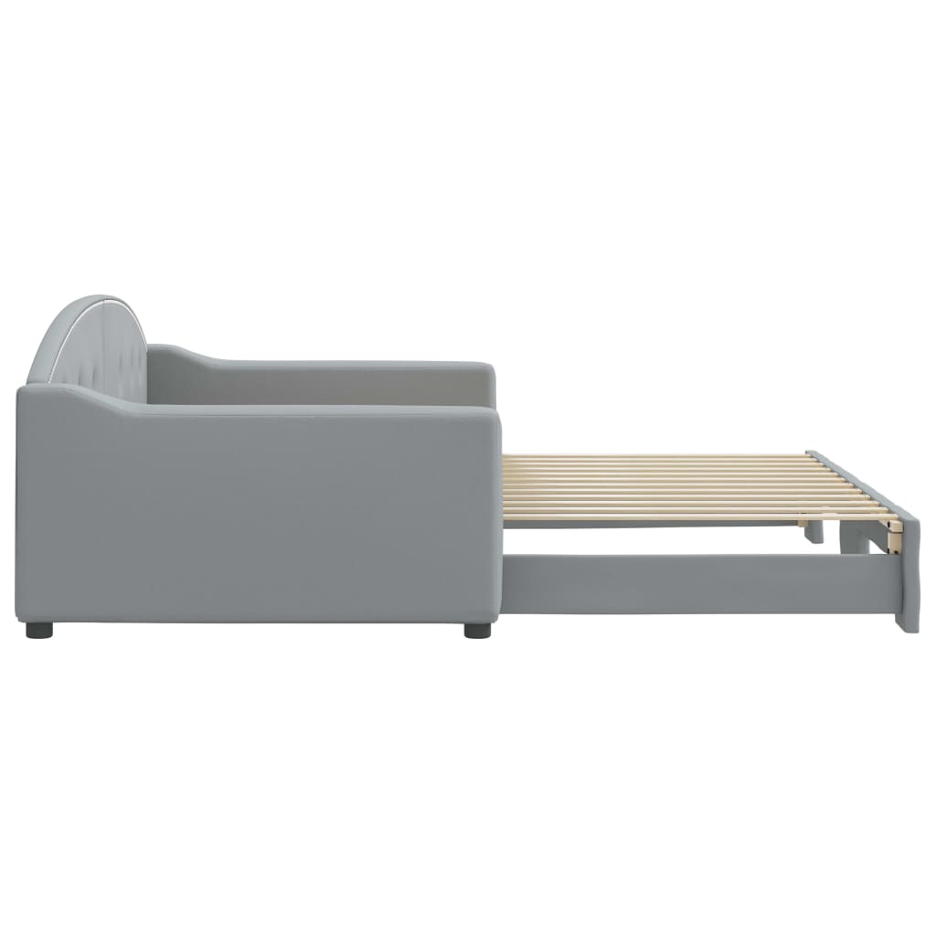 daybed med udtræk 100x200 cm stof lysegrå