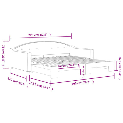 daybed med udtræk 100x200 cm stof mørkegrå