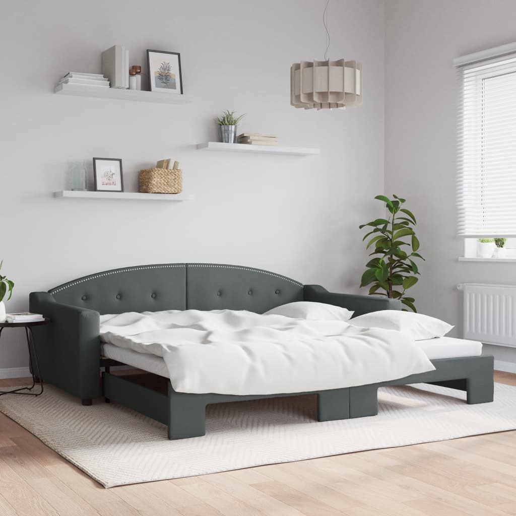 Daybed Stof Mørkegrå - med udtræk / 100 x 200 cm
