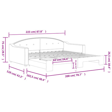 daybed med udtræk 100x200 cm stof gråbrun