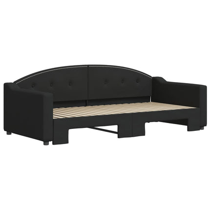 daybed med udtræk 90x190 cm stof sort