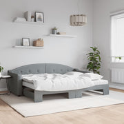 daybed med udtræk og madras 80x200 cm stof lysegrå