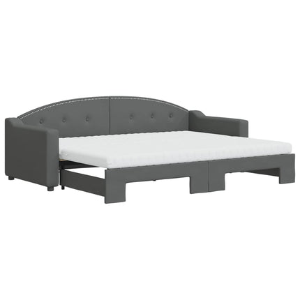 daybed med udtræk og madras 80x200 cm stof mørkegrå
