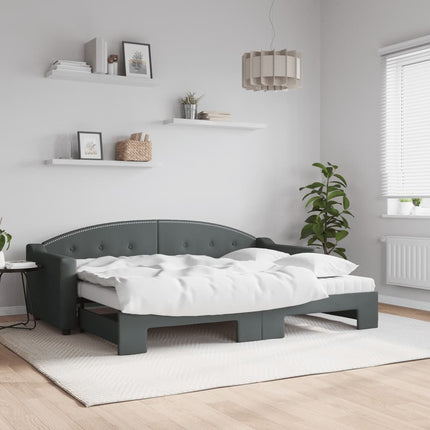 daybed med udtræk og madras 80x200 cm stof mørkegrå