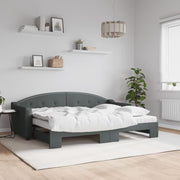 daybed med udtræk og madras 80x200 cm stof mørkegrå