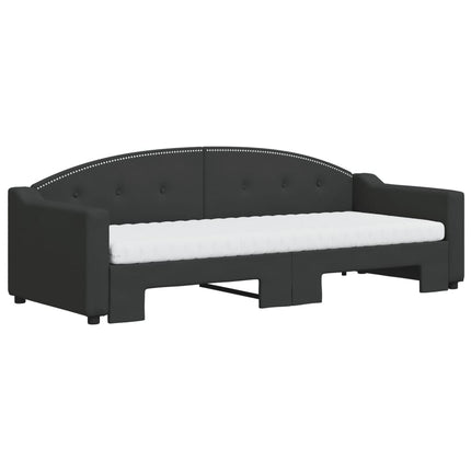 daybed med udtræk og madras 80x200 cm stof sort