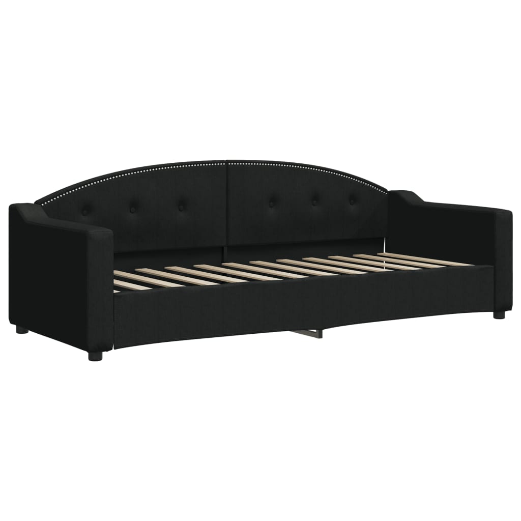 daybed med udtræk og madras 80x200 cm stof sort