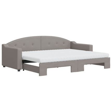 daybed med udtræk og madras 80x200 cm stof gråbrun