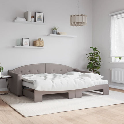 daybed med udtræk og madras 80x200 cm stof gråbrun