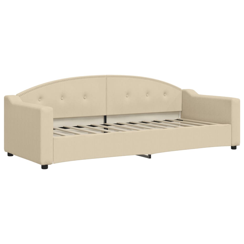 daybed med udtræk og madras 80x200 cm stof cremefarvet
